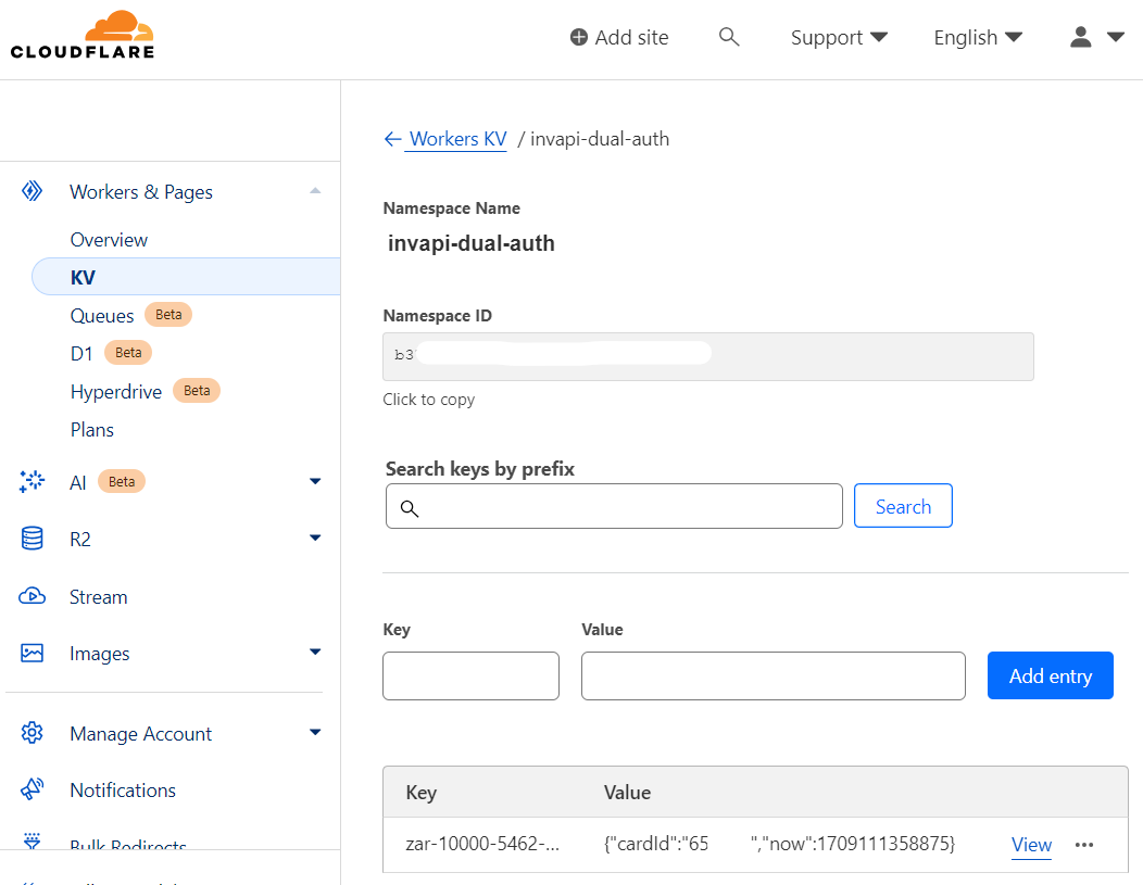 Cloudflare KV stored